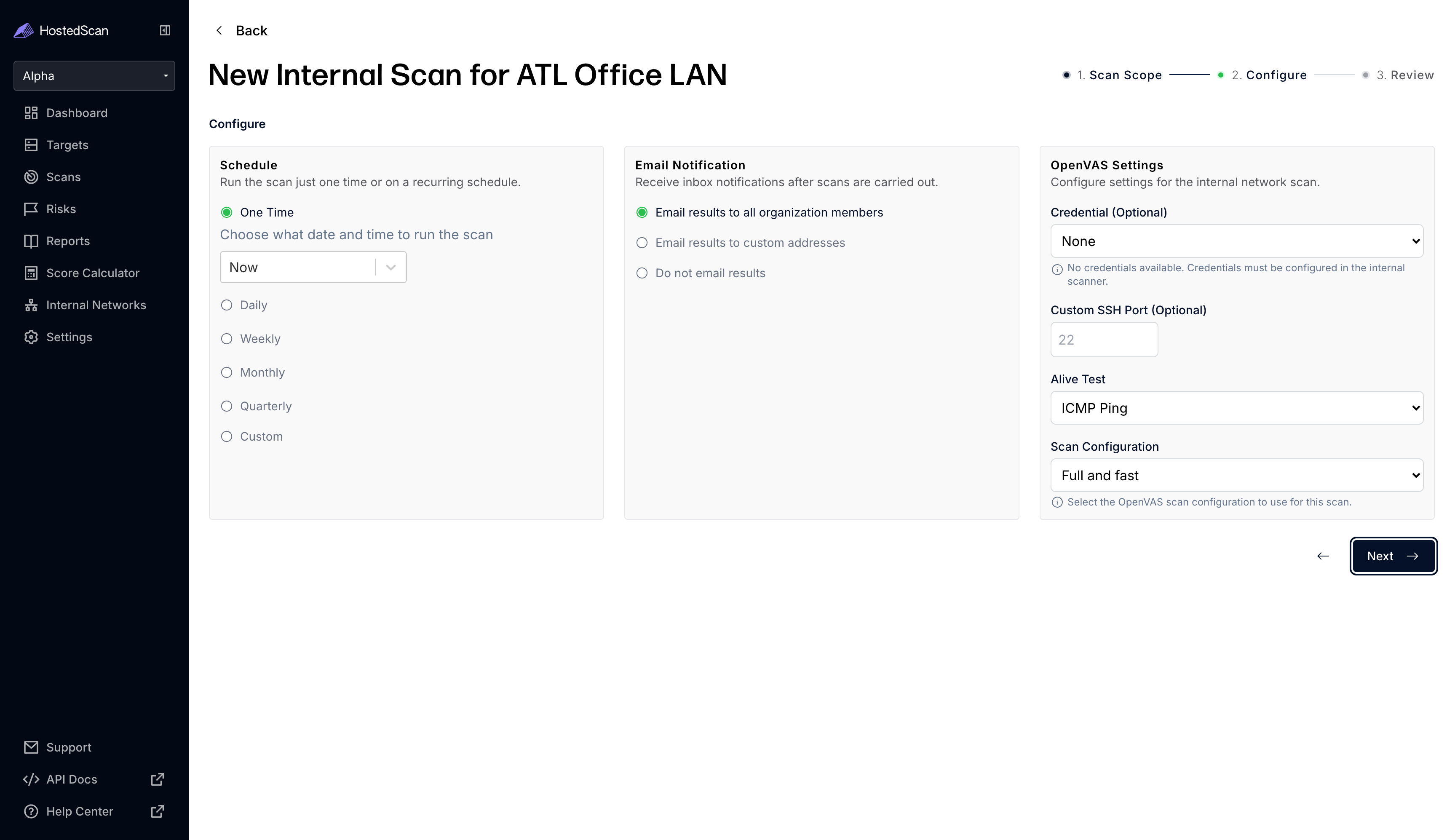 Configure OpenVAS Settings