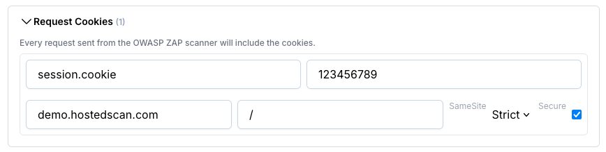 Configure cookie on target