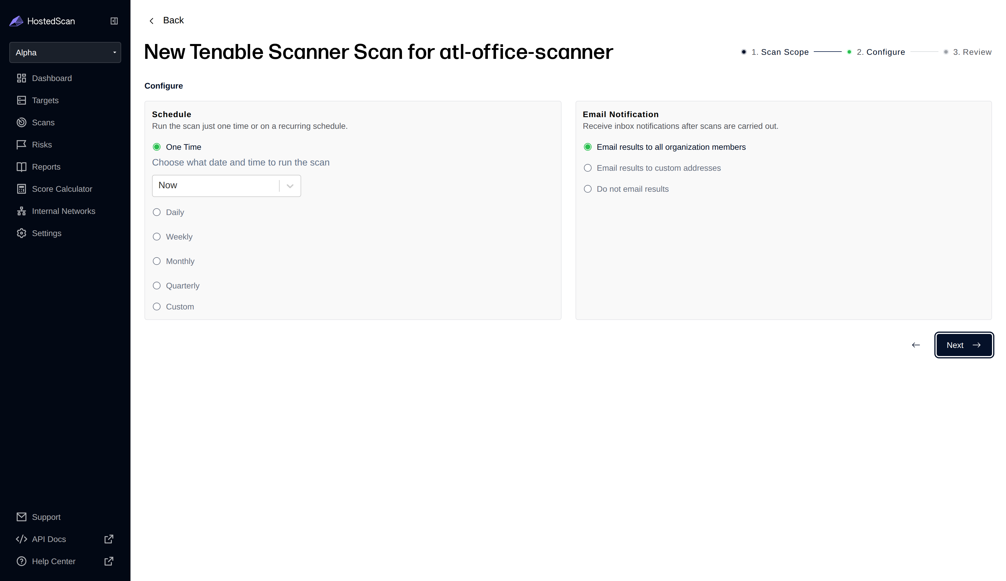 Configure the Nessus Scanner scan schedule and notifications