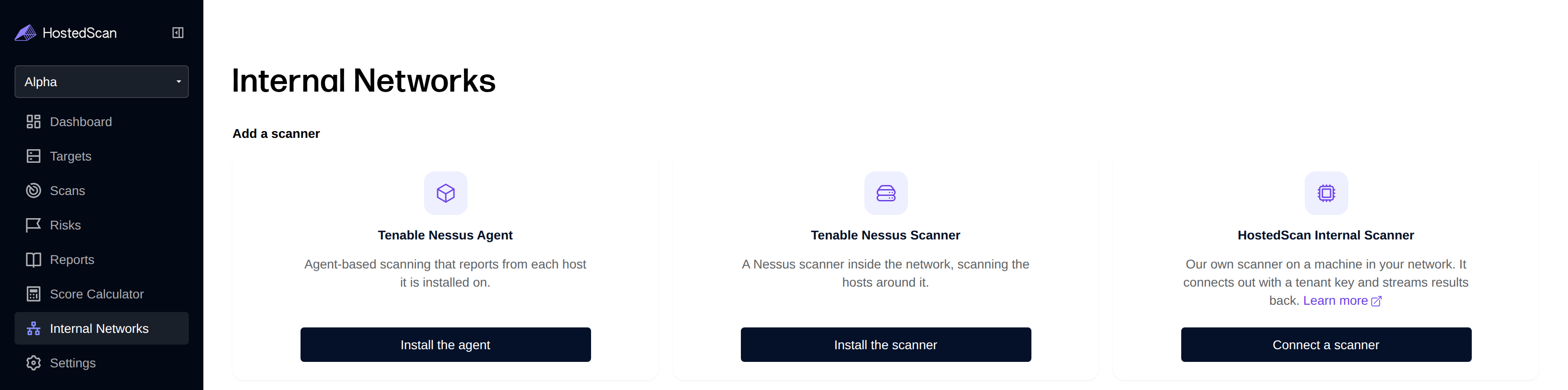 Install the agent button on the Tenable Nessus Agent card