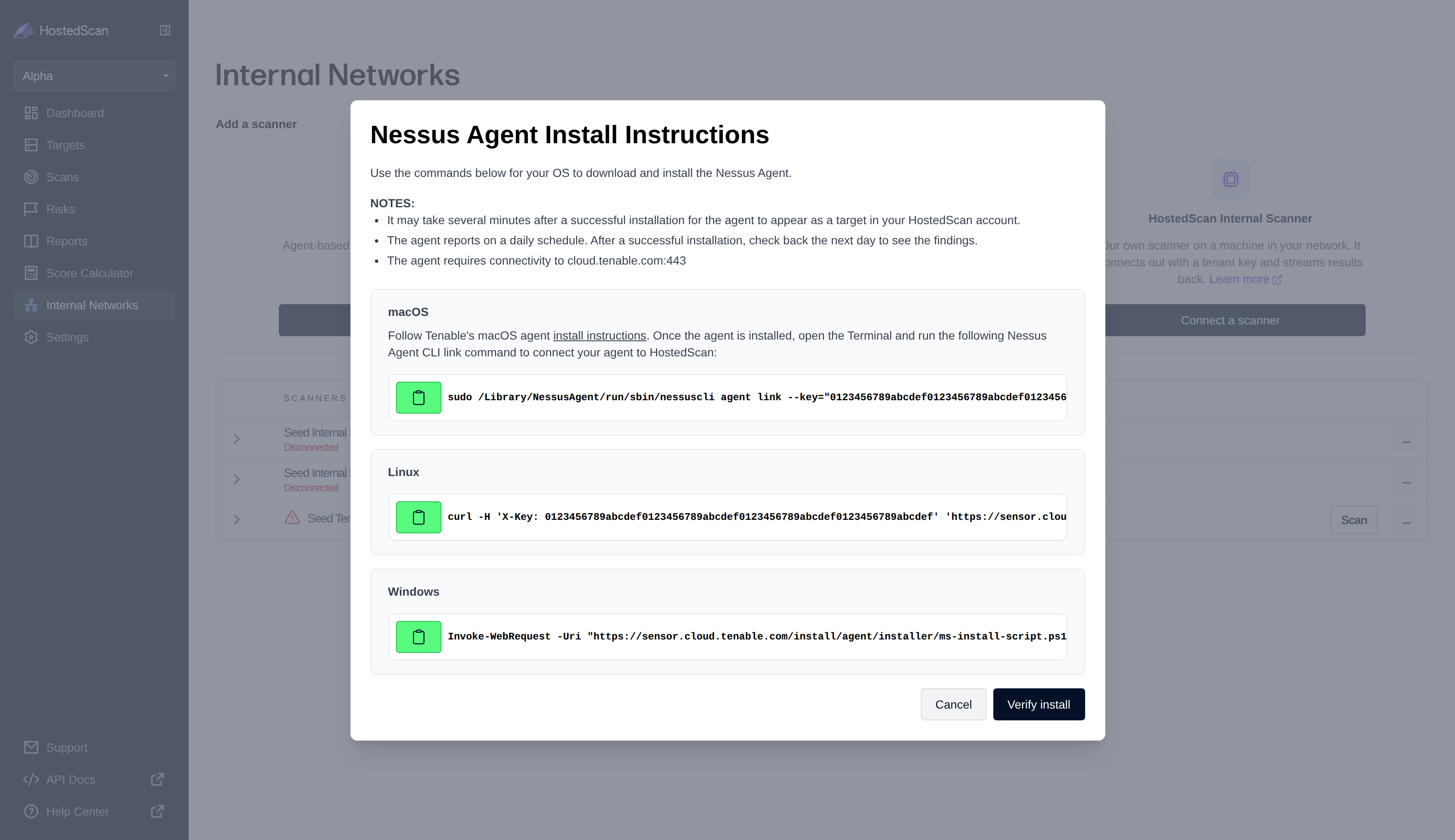 Nessus agent install commands