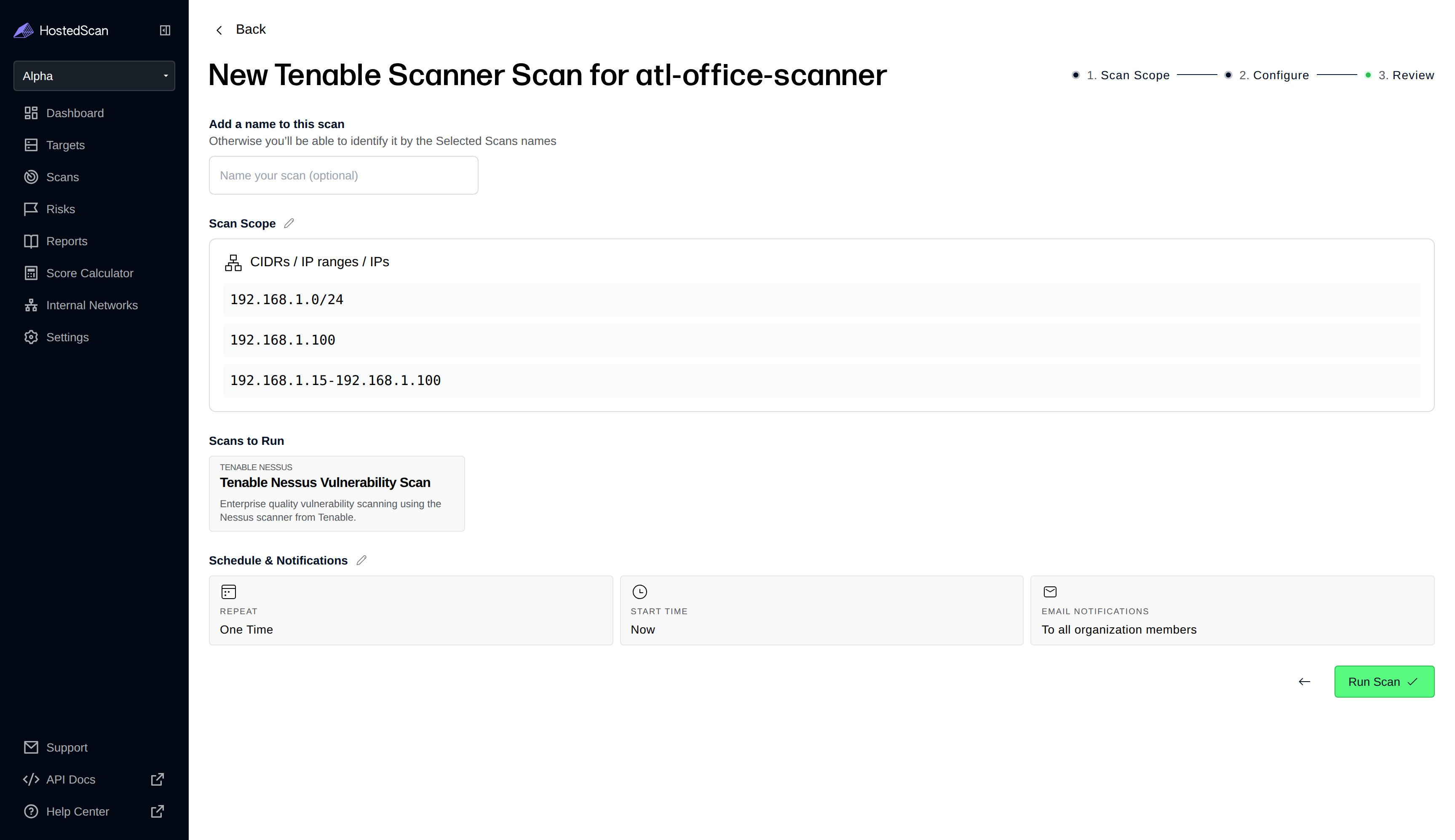 Review the Nessus Scanner scan and run it
